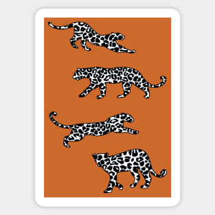 Leopard Shapes Pattern, Black and White, on Burnt Orange Sticker